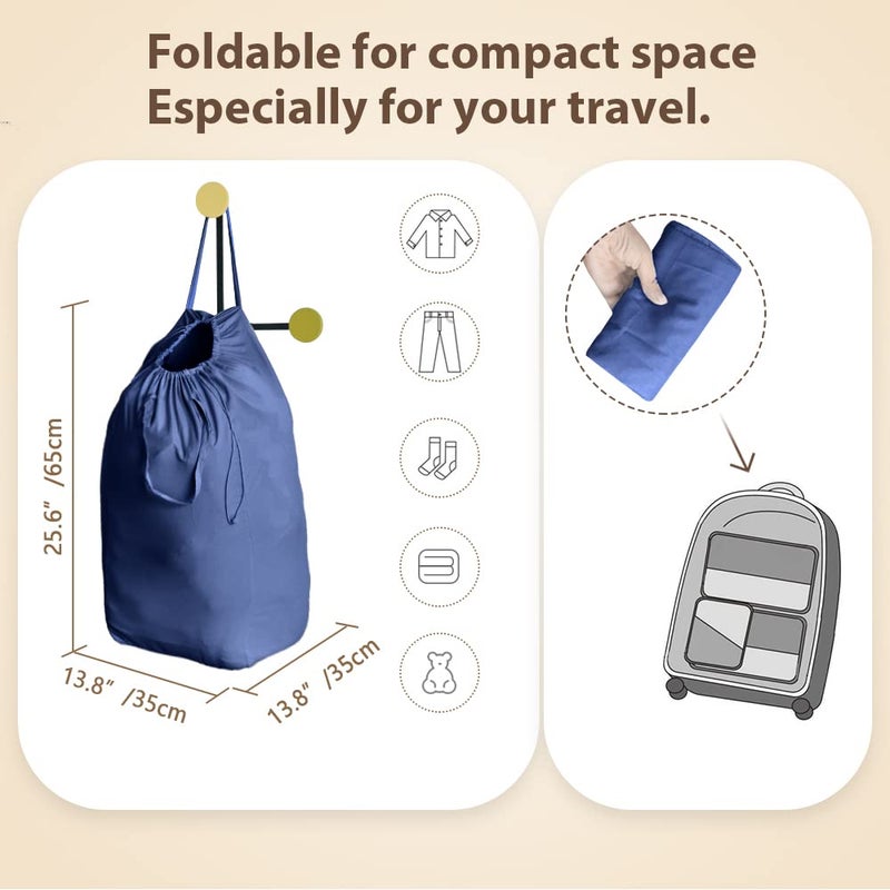 MCleanPin 140L Washable Laundry Bags with Handles,Dirty Clothes Storage for College Dorm or Travel, Laundry Liner Fit Laundry Hamper or Basket,2 Pack,Brown (Navy Blue) - Image 4